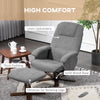 Linen-feel Fabric Recliner Chair with Ottoman and 360° Swivel, Grey