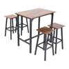 Industrial Bar Table Set with 4 Stools Rustic Brown Counter Height Dining Table