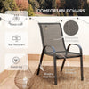 Garden Bistro Set, Small Garden Set w/ Stackable Chairs, Black