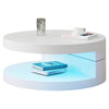 LED Coffee Table w/ Rotating Top, White, 70x70x35.5cm for Living Room, Office