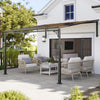 3.4 x 3 m Lean-to Pergola, Wall-Mounted Hardtop Gazebo with Polycarbonate Roof