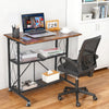 Collapsible Computer Desk with Wheels,Mobile Workstation w/ 3-Tier Metal Shelves
