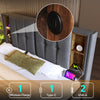 6ft Super King Bed Frame Upholstered Ottoman Bed Headboard w/ Wireless Charging