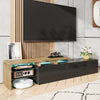 Modern TV Stand LED TV Unit Cabinet with Glass Shelves & 2 Drawers Storage Black