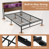 Double Size Metal Platform Bed with Storage Shelves