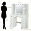 7 Drawers Vanity Makeup Desk Dressign Table With Hollywood LED Light Mirror