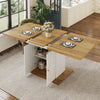 Extendable Dining Table, Telescopic Table 110-140cm with Storage Cabinet, White