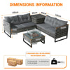 4-Seater Rattan Furniture Set with Fire Pit Table and Side Storage Box Grey