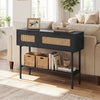 Freestanding Sofa Table with Flip Doors & Open Storage Shelf
