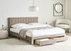 Beliani Lonzac Velvet EU King Size Bed withDrawers Taupe Upholstered RRP £379.99