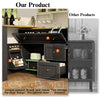 Extendable Bar Table Dining Table with Storage Cabinet & Rotating Shelves Black