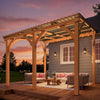 3x3.65m Lean-to Hardtop Gazebo Outdoor Wood Cedar Wall Mounted Pergola for Patio