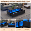 Coffee Table with Storage Rectangle LED Modern Wooden Rectangle Tea Table Black