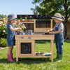 Mud Kitchen for Kids Outdoor Wooden Pretend Play Kitchen with Stoves