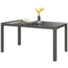Outdoor Dining Table with Glass Top Aluminium Frame for Balcony, Patio, Grey