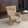 Rocking Chair for Nursery Corduroy Upholstered Nursing Chair with Footrest Brown