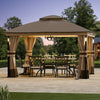 Outdoor Patio Gazebo Pavilion Canopy Double Roof w/LED Light & Bluetooth Speaker