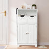 Bathroom Floor Cabinet Wooden Storage Cupboard with Adjustable Shelf & Doors