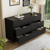 Sideboard Black Wooden Chest of Drawers 6 Drawer Storage for Bedroom Living Room