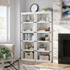 5 Tier Farmhouse Bookcase,Wooden Open Bookshelf Display Storage,Gray/Brown/White