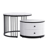 Round Nesting Coffee Table Set of 2 End Tables with Storage Drawers Space-saving