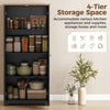 172cm Wooden Storage Cabinet Cupboard With 2 Doors 4 Shelves Black
