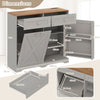 Tilt Out Trash Can Cabinet With Charging Station 2 Drawers Adjustable Grey