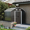 Heavy Duty Metal Garden Shed Outdoor Apex Roof Storage House w/ Free Foundation