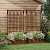 Wooden Raised Bed with Trellis Set of 2 Planter Box Lattice for Climbing Plants