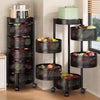 3-6 Tier Vegetable Mobile Shelf Rack Kitchen Rotating Storage Trolley Cart UK