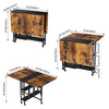 Rolling Drop Leaf Dining Table Folding Kitchen Table with Open Shelves & Wheels