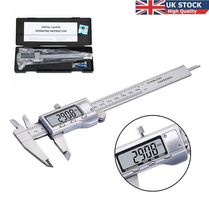 (150mm) 6 Inch Stainless Steel LCD Electronic Digital Vernier Caliper Micrometer - Quildinc