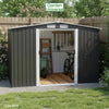 Garden Shed Metal Storage Grey Garden Universe 8ft x 8ft Inc Base Frame GS8-8AN