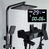 Exposed Shower Taps Mixer Valve Black Bathroom Square Twin Head Bar Shower Set