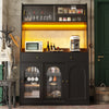LED Kitchen Storage Cabinet 120x40x180cm with App Sync Lighting & 2 Drawers