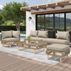 Modular Outdoor Sofa Set w/ Glass Table, Rope-Woven, Garden Patio Furniture Set
