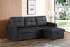 Newport Leather 3 Seater Pullout Sofa Bed with Storage Compartment-BLACK