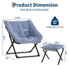 Oversized Folding Saucer Chair with Ottoman, Comfy, Sturdy Frame for Bedroom