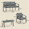 Aluminium Garden Furniture Set, 4 Seater Outdoor Patio Furniture, Black