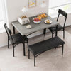 Gray Dining Table Set for 4 with Bench & 2 Upholstered Chairs,Kitchen Table Set