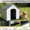 Large Dog House Waterproof Plastic Pet Shelter with Air Vents Grey