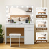 Modern LED Dressing Table with Stool Cabinet Drawer Makeup Desk Vanity Table Set