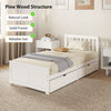 3ft Single Bed Frame with Drawers Solid Pine Wood Storage Bed for Bedroom White