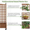Wooden Planter Elevated Raised Garden Bed w/ Trellis Outdoor Climbing Plant Vine