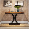 Industrial 100cm Console Table Narrow Entryway Foyer Table with Geometric Base