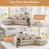 3-in-1 Chenille Sectional Sleeper Sofa Bed with Reversible Storage Chaise, USB