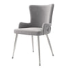 Velvet Dining Chairs Set of 2, Grey Chairs With Gold Metal Legs for Dining Room
