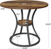 80cm Round Dining Table, Wooden Circle Kitchen Table with Frame for Dining Room