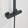 Black Bathroom Thermostatic Exposed Shower Mixer Twin head Large Square Bar Set