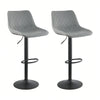 Set of 2 Black Bar Stools, Chicago, Faux Leather, swivel, height adjustable